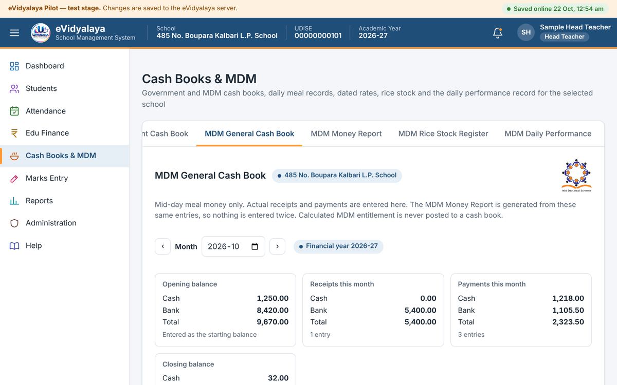 MDM General Cash Book