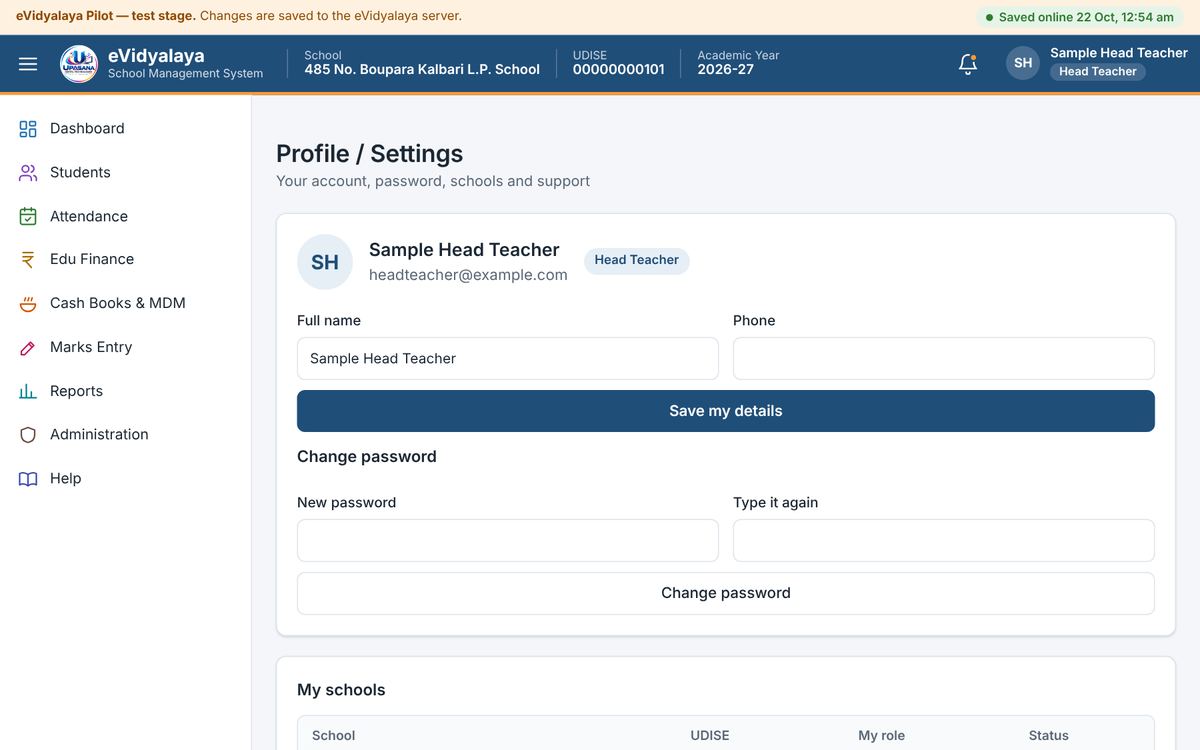 Profile / Settings